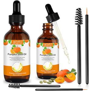 JCZQDRPC 2 pezzo Biologico Olio di semi di zucca per crescita capelli, Pumpkin Seed Oil 100% puro spremuto freddo, olio semi di zucca Aiuta crescita sopracciglia, Idratante cuoio capelluto, viso, corpo