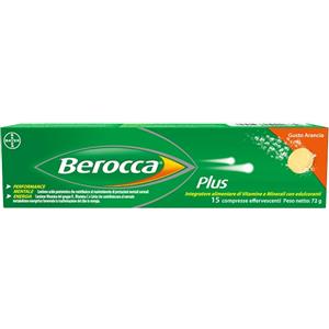 BAYER Berocca Plus - Integratore Vitamine e Minerali per Energia, Concentrazione e Memoria, 15 Compresse Effervescenti Gusto Arancia
