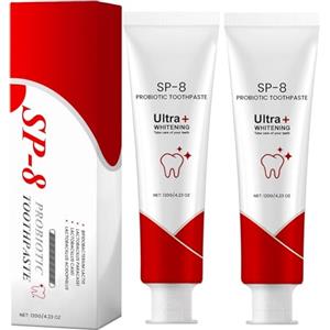 Generico SP8 Dentifricio Probiotico, 2X120G SP8 Dentifricios Sbiancante, S P8 Dentifricio Probiotico Sbiancantes, Ingredienti Naturali Sbiancantes Denti Dentifricios S P8, per la Cura Dentale
