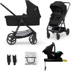 kk Kinderkraft NEWLY 4 in 1 Trio passeggino neonati, con Ovetto I-SIZE 40-75 cm, Base ISOFIX, Carrozzina, TRAVEL SYSTEM, filtro UPF50+, Con Accessori, Pieghevole, Schienale regolabile, Nero