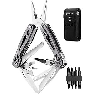 BIBURY Pinza Multiuso, Coltello Multiuso in Acciaio Inossidabile, Pinza Multifunzione in Coltellino Svizzero con Apribottiglie, Cacciavite, Attrezzi EDC, Ideale per il Campeggio, Riparazioni