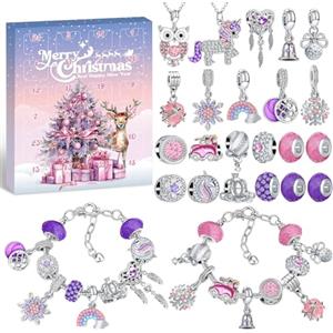 Gaeymy Calendario Avvento 2025 Gioielli, Calendario Dell'Avvento Kinder Diy Charms Kit per Bambina Bambini Donna, Calendario Avvento Bracciale Collane Gioielli Riempire Regali 5 6 7 8 9 10 11 12 Anni