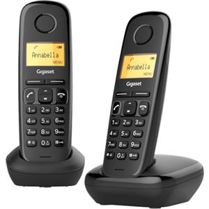 Gigaset A170 Duo - Due Telefoni Portatili, Display Illuminato - Facile da Usare - Installazione Facile, Chiamate Interne, Trasferimento di Chiamata, Nero [Versione Italiana]