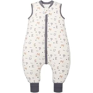 MIKAFEN Bambini Sacco nanna invernale con gambe 2,5 Tog,100% cotone,Sacco nanna con piedini,95-105 cm/3-4 anni,Alfabeto