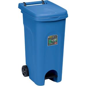 Stefanplast Bidone Carrellato Urban Eco System 80 Litri Blu con Pedale e Ruote