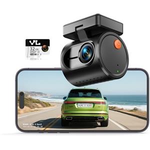 KAWA Piccola Dash Cam 2K1296P QHD - Mini Telecamera per Auto con Controllo Vocale, Visione Notturna WDR/3D DNR, Supercondensatore, Sensore G, Include SD 32GB, MINI3 Gen2
