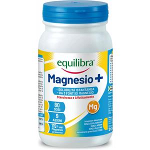 Equilibra Magnesio 200g - Integratore Alimentare con Magnesio Carbonato, Pidolato e Bisglicinato, Solubile in Acqua Fredda, Sapore Agrumato, Senza Glutine