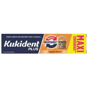 Kukident Plus Morso Insuperabile - Crema Adesiva per Dentiere 57 g con Tenuta Imbattibile e Comfort Eccezionale