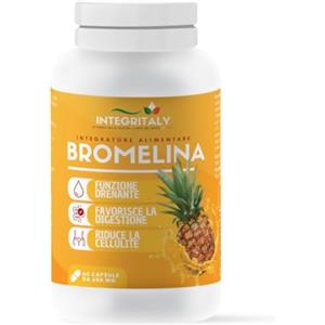 INTEGRITALY Bromelina Ultra Forte Drenante Potente Anticellulite Integratore di Enzimi Digestivi Completi Cellulite Gambe e Glutei Alta Concentrazione 60 Capsule Made in Italy