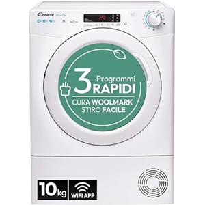 Candy Smart Pro Asciugatrice 10 Kg a Pompa di Calore, Libera Installazione, Classe A++, Connessione Wi-Fi, Controllo da App, Avvio Programmabile, 59,6 x 58,5 x 85 cm, Bianca - CSOE H10A2DE-S