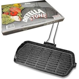 Ilsa Bistecchiera Dietella Stone in Ghisa 24x24 cm - Superficie Rigata per Cottura Omogenea di Carne, Pesce e Verdure