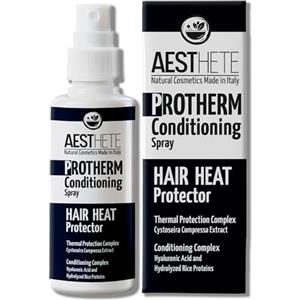 Aesthete Termoprotettore Capelli Spray Naturale 100ml Senza Risciacquo | Protezione 230°C, Anticrespo, Idratante, Districante | Per Capelli Ricci, Lisci e Mossi - AESTHETE ProTherm