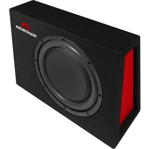 Renegade RXS1000 - subwoofer con cabinet da 25 cm (10) - sistema singolo compatto con altoparlante per bassi hi-fi per auto da 400 W max. con cabinet poco profondo