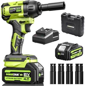Robustrue Avvitatore a Impulsi a batteria, coppia massima 550 N.m, 4000 mAh, batteria agli ioni di litio con caricatore rapido, motore brushless da 21 V
