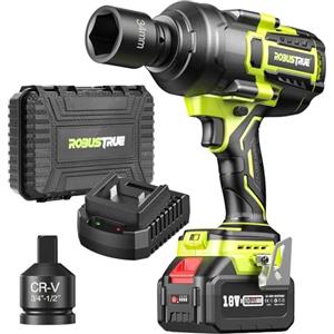 Robustrue Avvitatore a percussione a batteria max 2000 N.m, batteria agli ioni di litio da 5,0 Ah con caricatore rapido