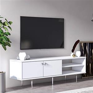 Dmora Mobile da Soggiorno Porta TV a Due Ante battenti, cm 140 x 45 x 35, Colore Bianco