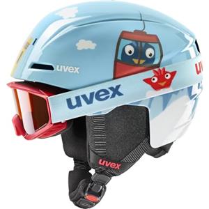 uvex Viti Set, Casco e Maschera da Sci Unisex Bambino, Light Blue Birdy, 51-55 cm