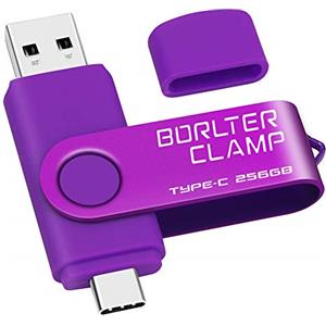 BORLTER CLAMP 256GB Chiavetta USB 3.0 Type-C, BorlterClamp 2 in 1 Pendrive (USB C e USB-A 3.0) Memoria Flash OTG USB Flash Drive Girevole per Android Smartphone Samsung S10 S8, Huawei honor, Laptop, PC (Porpora)