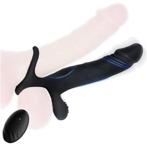 SNOWSEXY Anal Plug Vibratore per Uomo Stimolatore Prostatico Maschile con l'anello del Pene Sex, Dildo Anale con 7 Vibrazioni 3 IN 1 Anal Plug Analesex del Punto G Impermeabile (Telecomando)