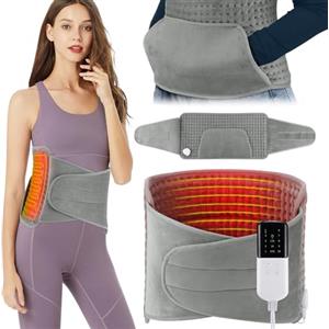 Souvik Termoforo Elettrico Lombare con Tasca, Cuscino Termico Riscaldante con 10 livelli di temperatura e 4 tempi, Heating Pad per Schiena, Pancia, Gambe, 125 x 30 cm, Lavabile in Lavatrice