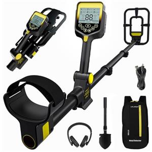 LOLARAN Metal Detector Professionale Pieghevole e Portatile, Batteria Ricaricabile al Litio, Alta Precisione per Oro e Metalli, Schermo LCD, Bobina Impermeabile, Ideale per Principianti e Esperti