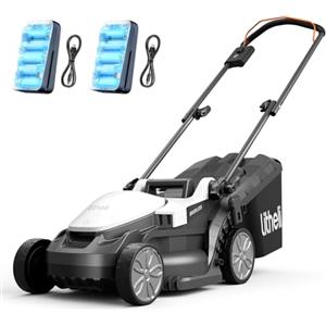 Litheli Tagliaerba Tosaerba a Batteria 33cm, Altezza Regolabile 25-65mm, Sacco 30L, fino a 200m², Tosaerba Elettrico con 2x 20V Batteria 4.0Ah