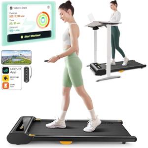 UREVO Tapis Roulant Elettrico Sotto Scrivania, Walking Pad Superficie 40x105 cm, Design Ultra Sottile, Carico 120 kg, App Bluetooth e Telecomando, Silenzioso per Casa/Ufficio
