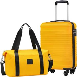 COOLIFE Ryanair Trolley Bagaglio a Mano 55×35×20 e Borsone da Viaggio 20L(40x25x20cm) Set di Valigie, Valigia Bagaglio a Mano, Chiusura a Combinazione Laterale con TSA