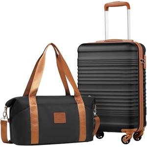 COOLIFE Ryanair Trolley Bagaglio a Mano 55×35×20 e Borsone da Viaggio 20L(40x25x20cm) Set di Valigie, Valigia Bagaglio a Mano, Chiusura a Combinazione Laterale con TSA
