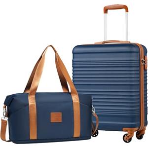 COOLIFE EasyJet Trolley Bagaglio a Mano 55x40x20 e Borsone da Viaggio 30L(45x36x20cm) Set di Valigie, Valigia Bagaglio a Mano, Chiusura a Combinazione Laterale con TSA