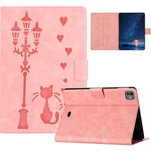 Generico DayQiQiPu Cover per Apple iPad Air 11 (M2, 6a Gen, 2024) Gatti in rilievo in sotto la luce della strada Modello di flip Custodia ultrasottile con Auto Sveglia/Sonno,Rosa