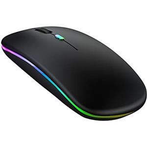 TEEKU Mouse wireless ricaricabile con illuminazione a LED, silenzioso, 2,4 G, mouse wireless (nero, taglia unica)