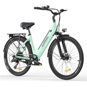 HillMiles MTB HillMiles MileCity1 Bicicletta elettrica per adulti da 26, batteria rimovibile da 36V 13Ah a 7 velocità, e-bike da 25 km/h e 80-100 km di autonomia per pendolari urbani (Verde)