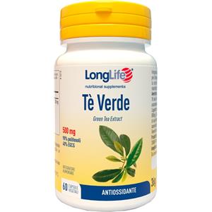 Longlife Tè Verde 500mg - Integratore Antiossidante e Drenante, 60 Capsule