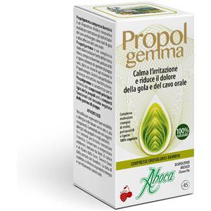ABOCA Propolgemma Bambini - Compresse Orosolubili per Mal di Gola, 45 Compresse Gusto Fragola e Ciliegia