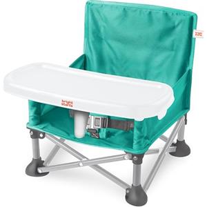 Bright Starts, Rialzo per sedia portatile Pop 'N Sit, per uso interno/esterno, sedile da pavimento con vassoio, verde chiaro, 6 mesi-3 anni