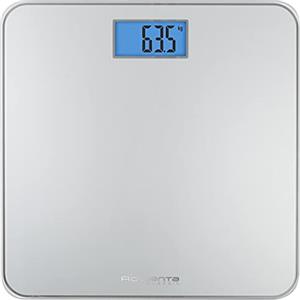 Rowenta Classic Bilancia pesapersone, Ampio display retroilluminato, elevata capacità fino a 160 kg, graduazione 100 g, ultra sottile, accensione automatica, 31 x 31 cm, Bianco, Grigio, BS1500