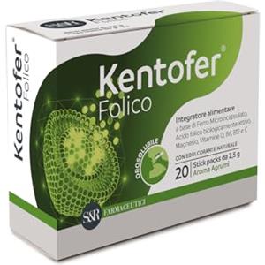 S&R Farmaceutici | KENTOFER Folico - Integratore alimentare a base di Ferro microincapsulato, Magnesio, Acido folico biologicamente attivo e Vitamine. Utile in gravidanza, 20 stick packs da 2,5 g