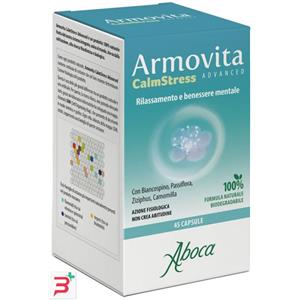 Aboca Armovita CalmStress Advanced - Integratore Rilassante con Biancospino, Passiflora, Camomilla e Ziziphus - 45 Capsule