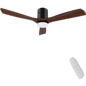 AUTODAY ventilatore da soffitto in legno con luce LED dimmerabile 24W Motore DC silenzioso 132 cm ventilatore da soffitto in legno con luce telecomando con funzione di memoria 6 velocità 1/3/6H timer