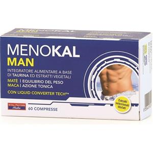 Vital Factors Menokal Man - Integratore di Taurina per Controllo Peso Corporeo Uomo, 60 Compresse con Matè e Guaranà