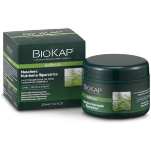 Biokap Maschera Nutriente Riparatrice 200ml - Con FitoKeratina, Olio di Mandorle Dolci e Ceramidi Vegetali per Capelli Secchi e Fragili