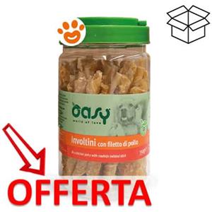 Oasy Dog Snack Involtini con Filetto di Pollo - Confezione da 350 Gr - CONFEZIONE RISPARMIO