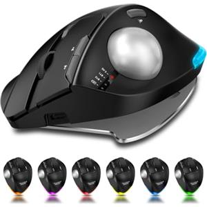 TKMARS Mouse Verticale Wireless, Mouse Ergonomico Bluetooth Da Ufficio, Trackball RGB Ergonomico Programmabile Wireless per Dispositivi Multipli 2.4G