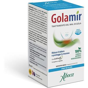 ABOCA Golamir Spray No Alcol 30ml - Dispositivo Medico per Mal di Gola, Formula Biodegradabile