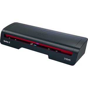 GBC Plastificatrice A3 GBC 240HS piccoli uffici - Alta velocità, riscaldamento rapido in 2 minuti, 75-125 micron, anti-inceppamento, autospegnimento, con 5 buste di laminazione A4, Nero/Rosso, 4410069EU