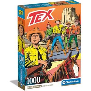 Clementoni - Puzzle 1000 Pezzi Fumetti per Adulti e Ragazzi, Illustrazione Tex con Poster Incluso, Serie Speciale, Idea Regalo Uomo e Donna, Made in Italy, 50x70 cm, 39840