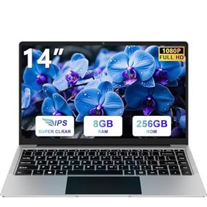 bvate PC Portatile 14 Pollici Computer Portatile 8GB RAM 256GB SSD RPM 600 Notebook Celeron Fino a 2.8Ghz Laptop Win 11 con Mouse Wireless & Adesivi per Tastiera Italiana-Argento