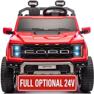 Mondial Toys Ford F150 Raptor 24V Maxi Fuoristrada 2 Posti Auto Macchina Elettrica per Bambini Telecomando Luci a Led Bluetooth Ammortizzatori Carico Massimo 60 Kg
