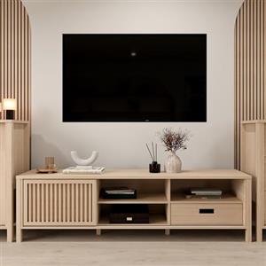 Forte JYTANA 170 180 - Mobile per TV scandinavo, con vano portaoggetti e cassetto, in legno di quercia, 174,8 cm di larghezza x 49,9 cm di altezza x 40,2 cm di profondità